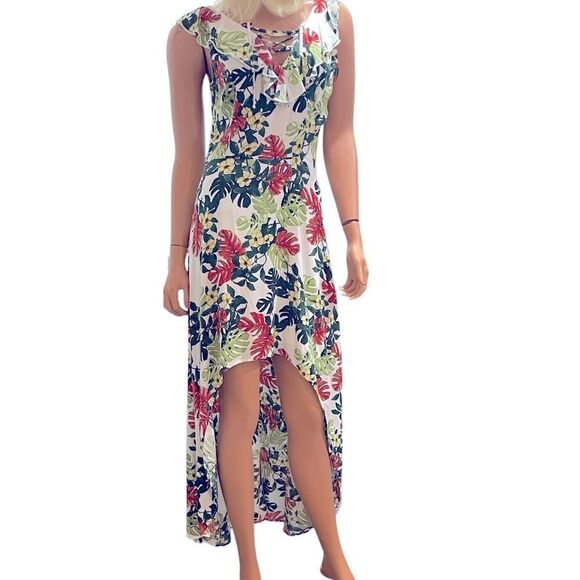 #14 NWOT IBISS Brand Tropical Splitlevel Dress Size Small - Picture 1 of 11